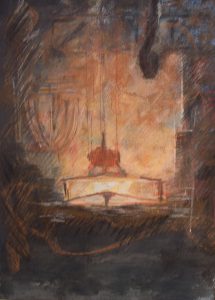 Foundry - a pastel and charcoal drawing by Mike Perkins.