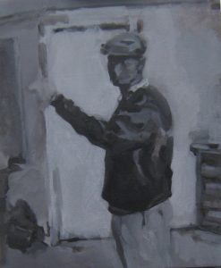 Portrait of the Artist - a painting in acrylics by Mike Perkins